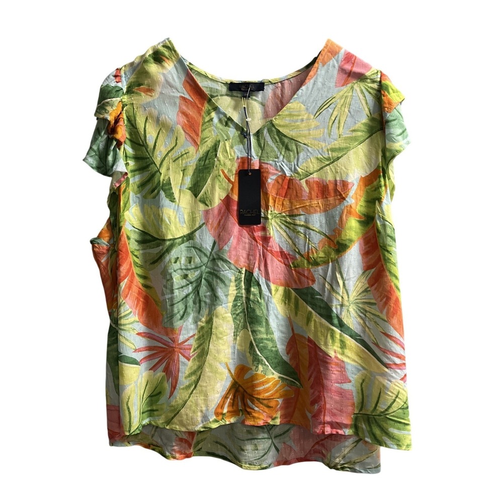 Rachel Roy Top Colorful Tropical Tunic Size 2X Lightweight Vacation Beach Resort